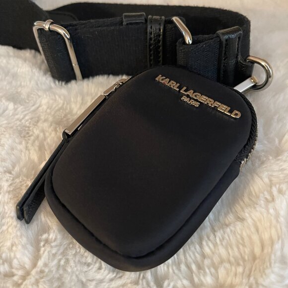 Karl Lagerfeld Paris Voyage Logo Black Quilted Crossbody Bag - Picture 10 of 16